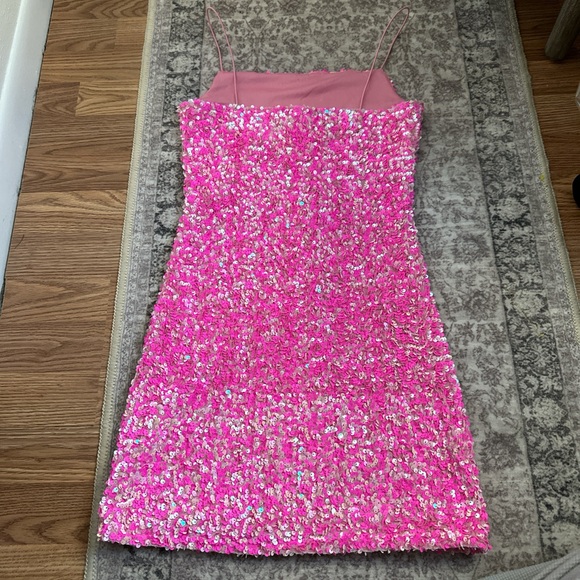 Hot Pink Sequin Mini Dress - Picture 2 of 3